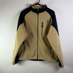 Sherpa Adventure Gear Men's Large Full Zip Sage tan and Black Fleece Jacket